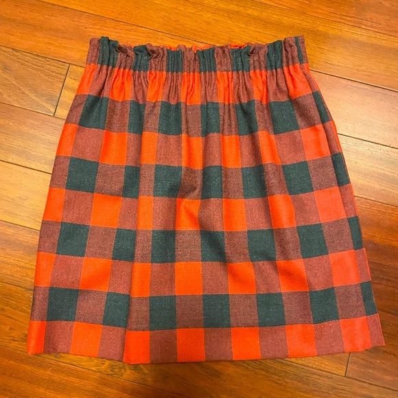 Jcrew Red Buffalo Check Mini Skirt Sz 00 Holiday - Picture 1 of 3